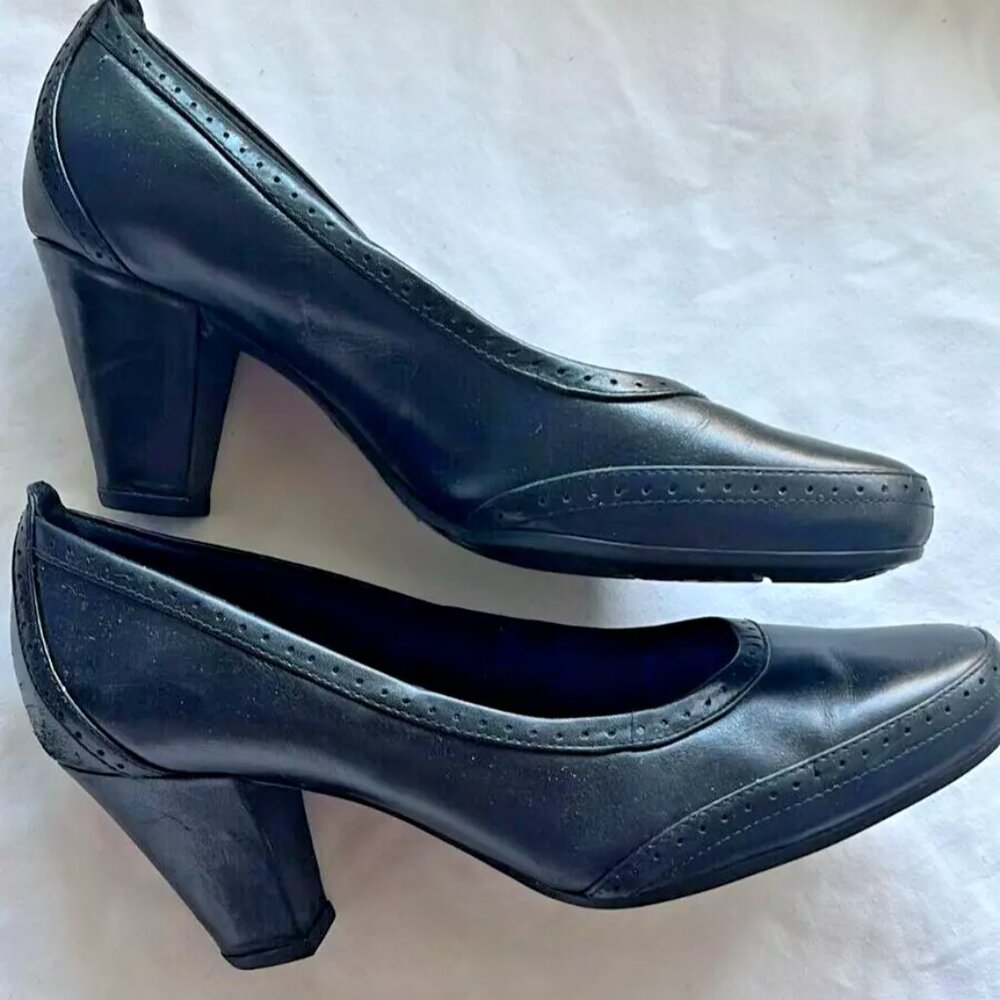 Clarks Artisan Diamond Twinkle Pump Women Black Suede Slip On Heel Shoe US 6.5M